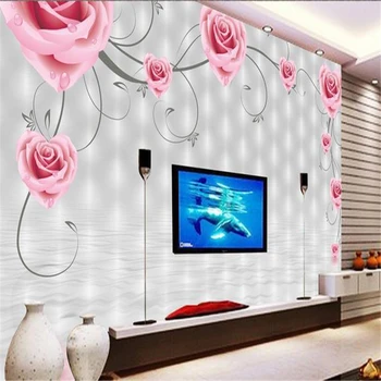 beibehang 3d stereoskopiskās zaļā bambusa Eiropā TELEVIZORA fona tapetes dzīvojamā istaba guļamistaba ar ziedu gleznojumi 3d tapetes