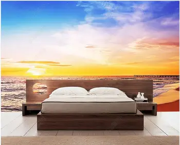 3d foto tapetes sienu ruļļos custom sienas Saullēkta skaistā piejūras ainava mājas dekors Dzīvojamā istaba Sienas uzlīmes