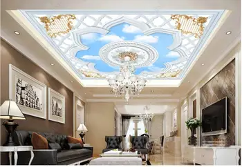 pielāgotus foto 3d griestu gleznojumi tapetes Eiropas modeli sky living room mājas dekoru 3d sienu gleznojumi tapetes sienām 3 d
