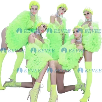 Naktsklubs dziedātāja Lomu auduma Luminiscences zaļo Tērpu Apģērbs Skatuves Sniegumu bodysuit Naktsklubs parādīt gogo deju kostīms