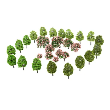 70pcs/komplekts Modeli, Koki Zaļo Persiku Ziedu, Ziedu Plastmasas 1:75-1:500 Dekorācijas Mini Dārzs Bērnu Rotaļu Dekoru, Arhitektūras Ainavas